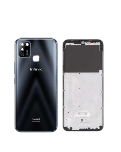 Infinix Smart 5 Housing Middle Frame With Side Button and Camera Lens Complete Body Casing Replacement For Smart 5 - Black