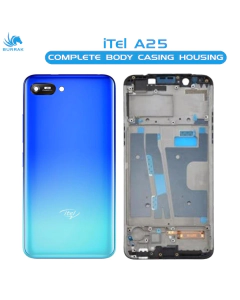 iTel A25 Housing Middle Frame With Side Button and Camera Lens Complete Body Casing Replacement For A25 - Blue