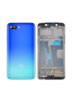 iTel A25 Pro Housing Middle Frame With Side Button and Camera Lens Complete Body Casing Replacement For A25 Pro - Blue