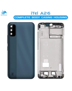 iTel A26 Housing Middle Frame With Side Button and Camera Lens Complete Body Casing Replacement For A26 - Black