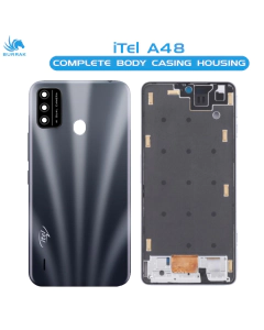 iTel A48 Housing Middle Frame With Side Button and Camera Lens Complete Body Casing Replacement For A48 - Gray