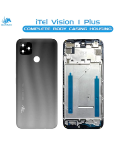 iTel Vision 1 Plus Housing Middle Frame With Side Button and Camera Lens Complete Body Casing Replacement For Vision 1 Plus - Black