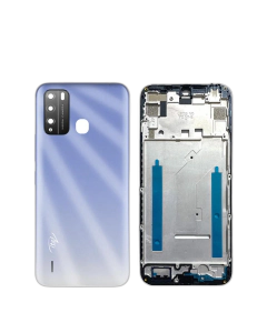 iTel Vision 1 Pro Housing Middle Frame With Side Button and Camera Lens Complete Body Casing Replacement For Vision 1 Pro - Purple