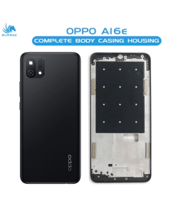 Oppo A16e Housing Middle Frame With Side Button and Camera Lens Complete Body Casing Replacement For A16e - Black
