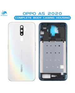 Oppo A5 2020 Housing Middle Frame With Side Button and Camera Lens Complete Body Casing Replacement For A5 2020 - White