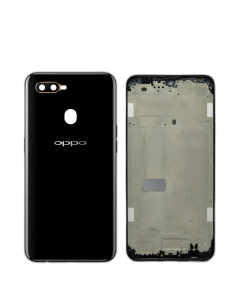 Oppo A5s Housing Middle Frame With Side Button and Camera Lens Complete Body Casing Replacement For A5s - Black