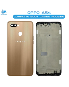 Oppo A5s Housing Middle Frame With Side Button and Camera Lens Complete Body Casing Replacement For A5s - Golden