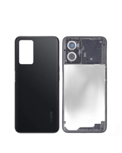 Oppo A76 Housing Middle Frame With Side Button and Camera Lens Body Casing Replacement For A76 - Black