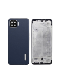 Oppo F17 Housing Middle Frame With Side Button and Camera Lens Complete Body Casing Replacement For F17 - Blue