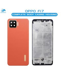 Oppo F17 Housing Middle Frame With Side Button and Camera Lens Complete Body Casing Replacement For F17 - Orange