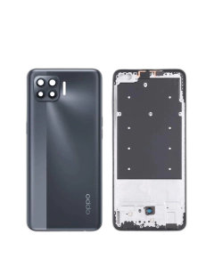Oppo F17 Pro Housing Middle Frame With Side Button and Camera Lens Complete Body Casing Replacement For F17 Pro - Black