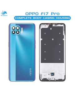 Oppo F17 Pro Housing Middle Frame With Side Button and Camera Lens Complete Body Casing Replacement For F17 Pro - Blue