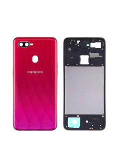 Oppo F9 Housing Middle Frame With Side Button and Camera Lens Complete Body Casing Replacement For F9 - Red