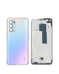 Oppo Reno 5 4G Housing Middle Frame With Side Button and Camera Lens Complete Body Casing Replacement For Reno 5 4G - White