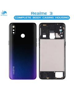 Realme 3 Housing Middle Frame With Side Button and Camera Lens Complete Body Casing Replacement - Purple
