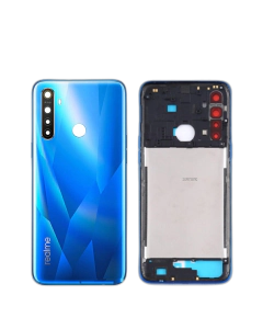 Realme 5 Housing Middle Frame With Side Button and Camera Lens Complete Body Casing Replacement For Realme 5 - Blue