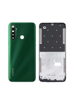 Realme 5i Housing Middle Frame With Side Button and Camera Lens Complete Body Casing Replacement - Green
