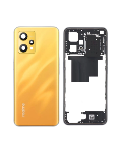 Realme 9 Housing Middle Frame With Side Button and Replacement Battery Back Door For Realme 9 - Golden