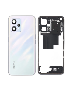 Realme 9 Housing Middle Frame With Side Button and Replacement Battery Back Door For Realme 9 - White