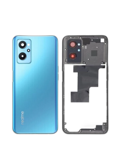 Realme 9i Housing Middle Frame With Side Button and Replacement Battery Back Door For Realme 9i - Blue
