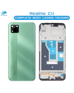 Realme C11 Housing Middle Frame With Side Button and Camera Lens Complete Body Casing Replacement For C11 - Green
