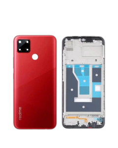Realme C12 Housing Middle Frame With Side Button and Camera Lens Complete Body Casing Replacement For C12 - Red