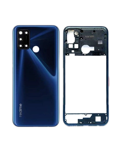 Realme C17 Housing Middle Frame With Side Button and Replacement Battery Back Door For C17 - Blue
