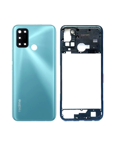 Realme C17 Housing Middle Frame With Side Button and Replacement Battery Back Door For C17 - Green