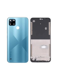 Realme C21Y Housing Middle Frame With Side Button and Camera Lens Complete Body Casing Replacement - Blue