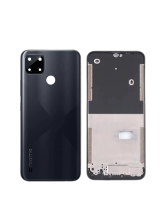 Realme C21Y Housing Middle Frame With Side Button and Camera Lens Complete Body Casing Replacement For C21Y - Black