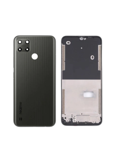 Realme C25Y Housing Middle Frame With Side Button and Camera Lens Complete Body Casing Replacement - Black