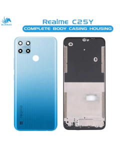 Realme C25Y Housing Middle Frame With Side Button and Camera Lens Complete Body Casing Replacement For C25Y - Blue