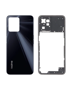 Realme C35 Housing Middle Frame With Side Button and Replacement Battery Back Door For Realme C35 - Black