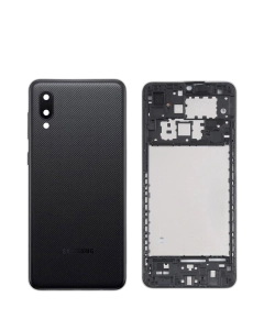 Samsung Galaxy A02 Housing Middle Frame With Side Button and Camera Lens Complete Body Casing Replacement For Galaxy A02 - Black