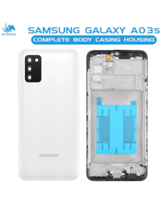 Samsung Galaxy A03s Housing Middle Frame With Side Button and Camera Lens Complete Body Casing Replacement For Galaxy A03s - White