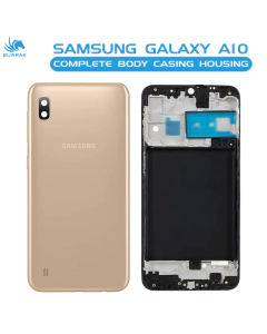 Samsung Galaxy A10 Housing Middle Frame With Side Button and Camera Lens Complete Body Casing Replacement For Galaxy A10 - Golden