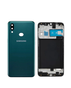Samsung Galaxy A10s Housing Middle Frame With Side Button and Camera Lens Complete Body Casing Replacement For Galaxy A10s - Green