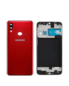 Samsung Galaxy A10s Housing Middle Frame With Side Button and Camera Lens Complete Body Casing Replacement For Galaxy A10s - Red