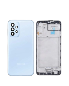 Samsung Galaxy A23 4G Housing Middle Frame With Side Button and Camera Lens Complete Body Casing Replacement For Galaxy A23 4G - Blue