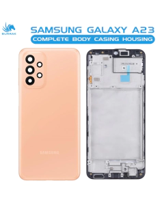Samsung Galaxy A23 4G Housing Middle Frame With Side Button and Camera Lens Complete Body Casing Replacement For Galaxy A23 4G - Peach