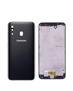 Samsung Galaxy A30 Housing Middle Frame With Side Button and Camera Lens Complete Body Casing Replacement For Galaxy A30 - Black