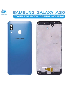 Samsung Galaxy A30 Housing Middle Frame With Side Button and Camera Lens Complete Body Casing Replacement For Galaxy A30 - Blue