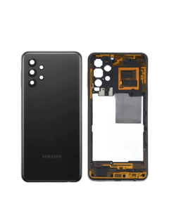 Samsung Galaxy A32 Housing Middle Frame With Side Button and Camera Lens Body Casing Replacement For Galaxy A32 - Black