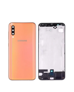 Samsung Galaxy A50 Housing Middle Frame With Side Button and Camera Lens Complete Body Casing Replacement For Galaxy A50 - Orange