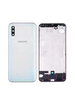 Samsung Galaxy A50 Housing Middle Frame With Side Button and Camera Lens Complete Body Casing Replacement For Galaxy A50 - White