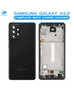 Samsung Galaxy A52 Housing Middle Frame With Side Button and Camera Lens Complete Body Casing Replacement For Galaxy A52 - Black
