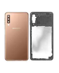 Samsung Galaxy A7 2018 Rear Back Body Casing Housing Replacement Battery Back Door With Side Buttons And Camera Lens For Samsung A7 2018 - Golden
