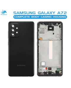 Samsung Galaxy A72 4G Housing Middle Frame With Side Button and Camera Lens Complete Body Casing Replacement For Galaxy A72 4G - Black