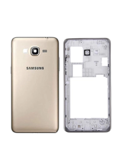 Samsung Galaxy Grand Prime Housing Middle Frame With Side Button and Camera Lens Complete Body Casing Replacement For Galaxy Grand Prime - Golden