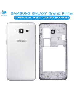 Samsung Galaxy Grand Prime Housing Middle Frame With Side Button and Camera Lens Complete Body Casing Replacement For Galaxy Grand Prime - White